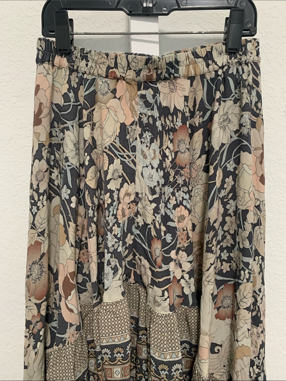 Spell and the Gypsy Bohemian Floral High-Low Midi Skirt in Beige and Navy - Picture 3 of 8